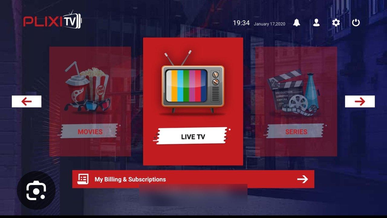 Plixi TV app screen