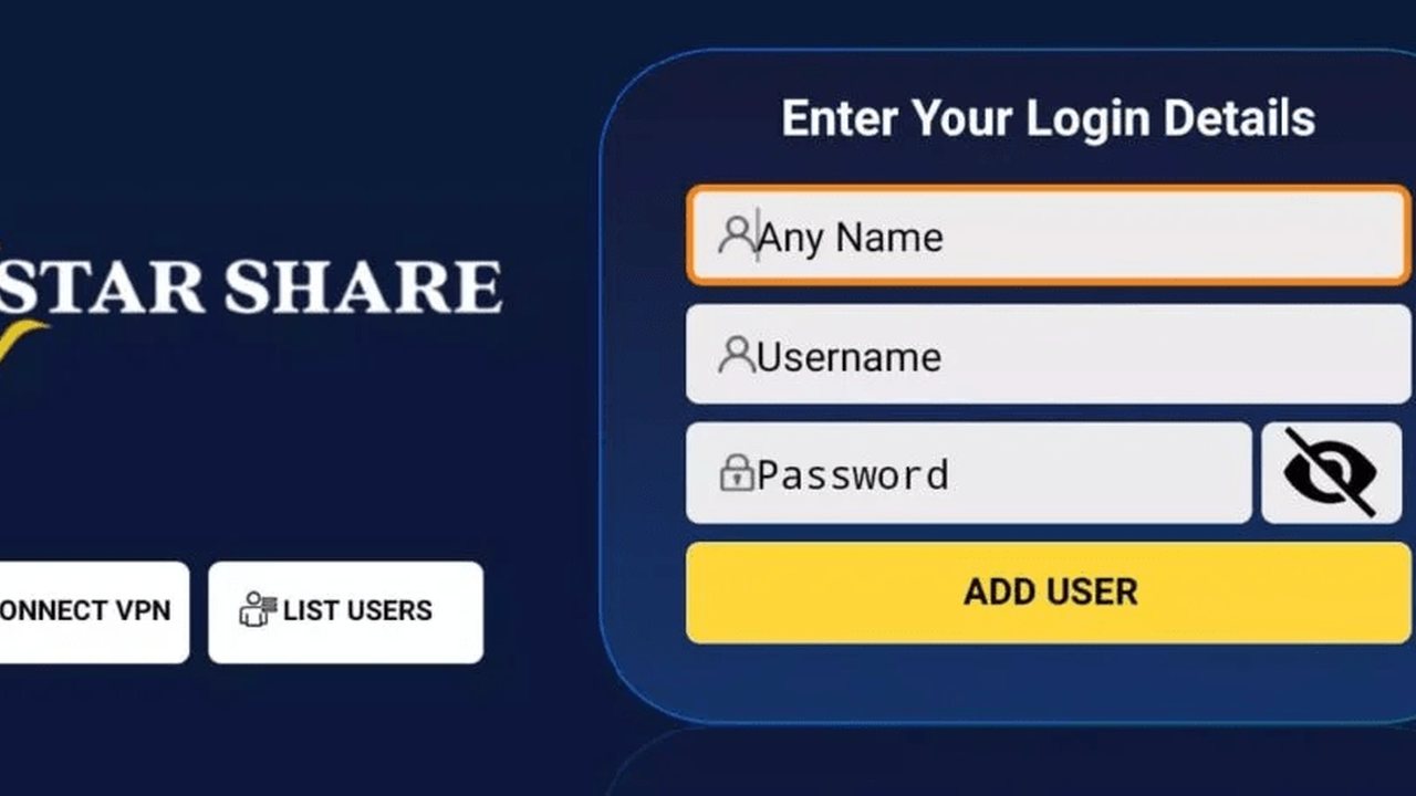 Starshare app screen